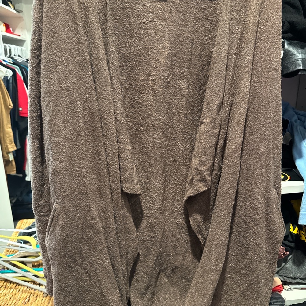 Barefoot Dreams Cozy Brown Open-Front Cardigan